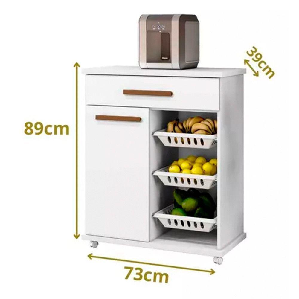 Fruteira 1 Porta 1 Gaveta 3 Cestos Goiânia Arte Móveis Branco - 3