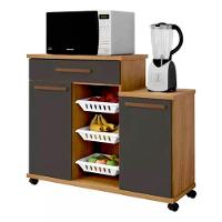 Armário Fruteira 2 Portas 3 Cestos 1 Gaveta Teresina Cinamomo Grafite - 1