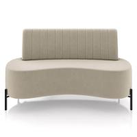 Sofá Chaise 2 Lugares Sala Living 160cm Pés Industrial Cayman K01 Veludo Bege Lyam Decor - 3