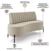 Sofá Chaise 2 Lugares Sala Living 160cm Pés Industrial Cayman K01 Veludo Bege Lyam Decor