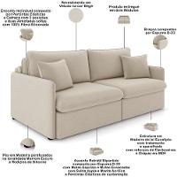 Sofá Cama Retrátil Para Sala De Estar 234cm Una K01 Veludo Bege Lyam Decor