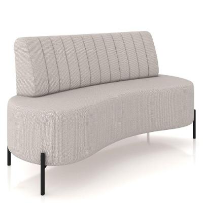 Sofá Chaise 2 Lugares Sala Living 135cm Pés Industrial Cayman K01 Linho Cru Lyam Decor