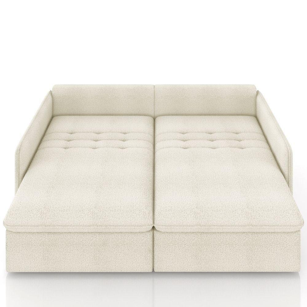 Sofá Cama Retrátil Para Sala De Estar 234cm Una K01 Bouclê Bege Lyam Decor - 6