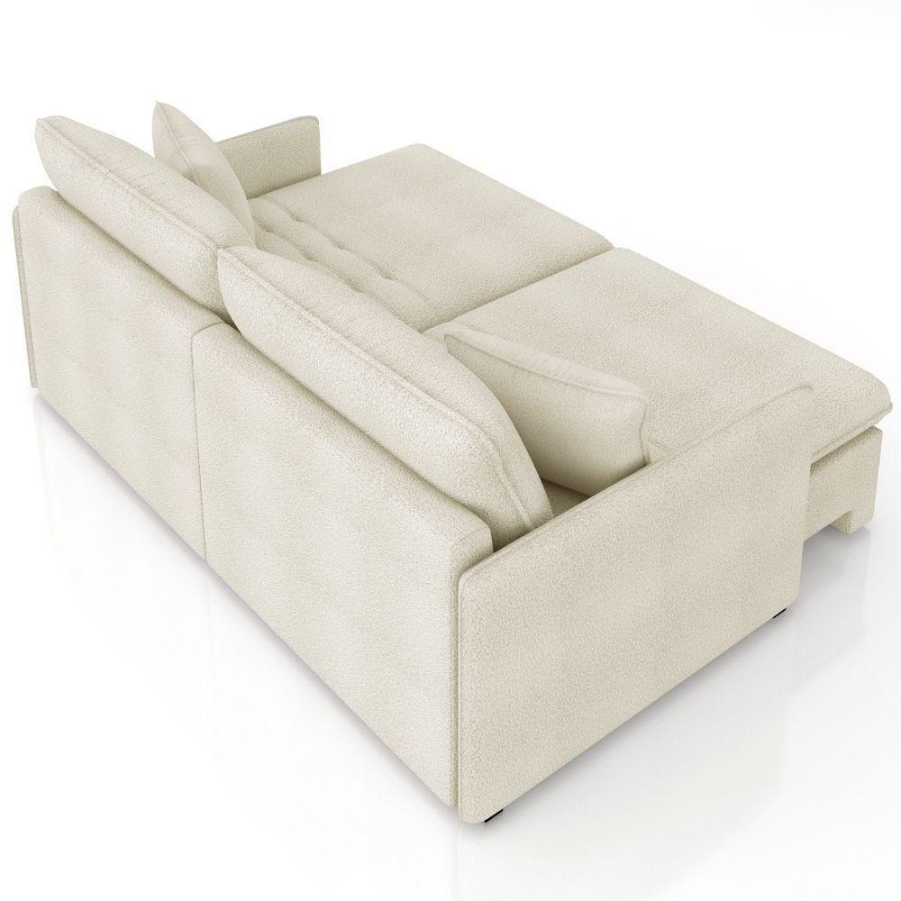 Sofá Cama Retrátil Para Sala De Estar 234cm Una K01 Bouclê Bege Lyam Decor - 7