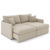 Sofá Cama Retrátil Para Sala De Estar 174cm Una K01 Veludo Bege Lyam Decor - 3