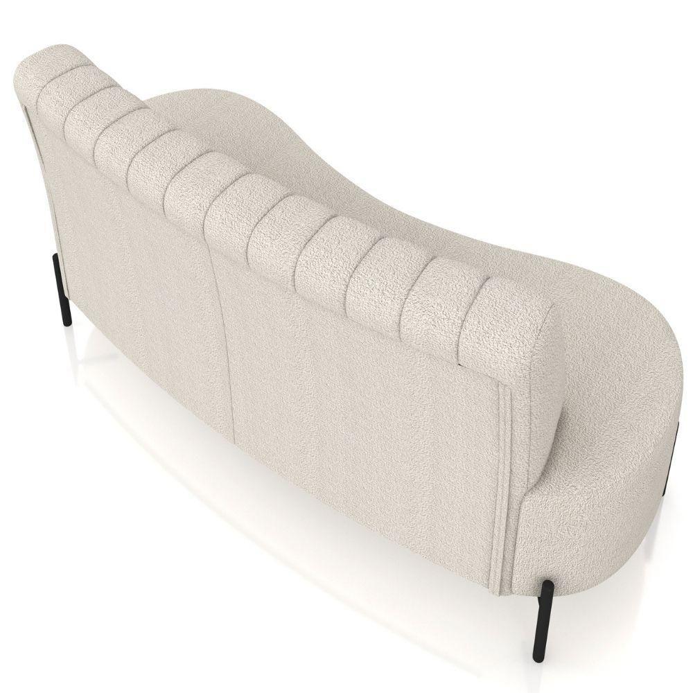Sofá Chaise 2 Lugares Sala Living 160cm Pés Industrial Cayman K01 Bouclê Bege Lyam Decor - 7