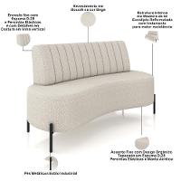 Sofá Chaise 2 Lugares Sala Living 160cm Pés Industrial Cayman K01 Bouclê Bege Lyam Decor