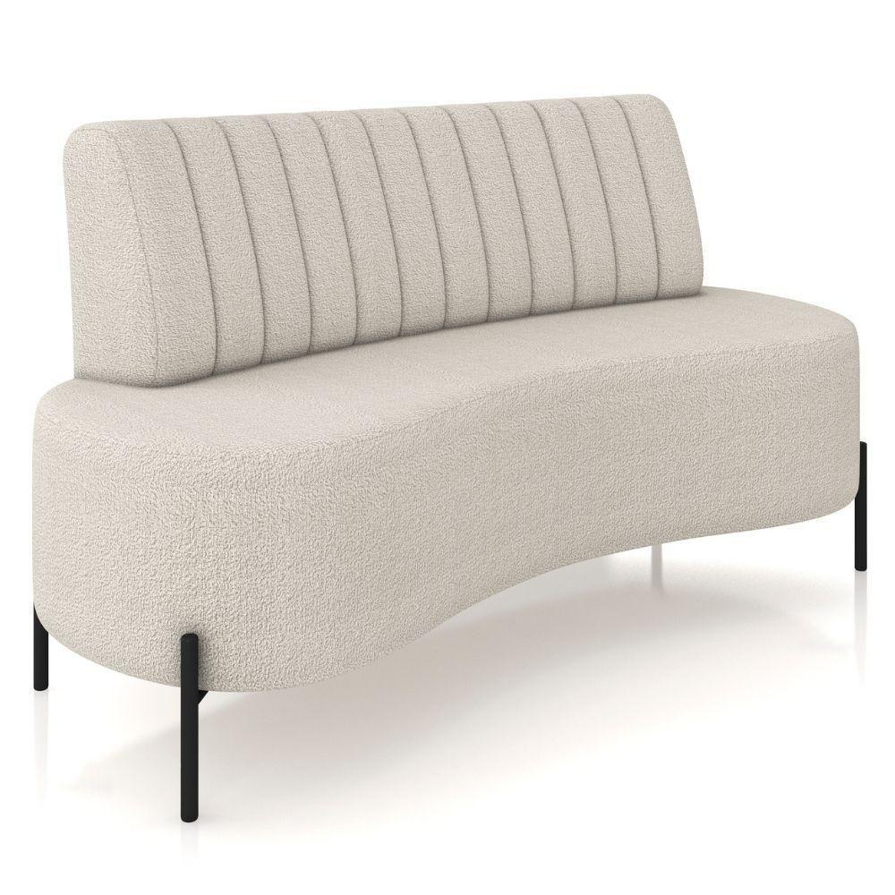 Sofá Chaise 2 Lugares Sala Living 135cm Pés Industrial Cayman K01 Bouclê Bege Lyam Decor - 1