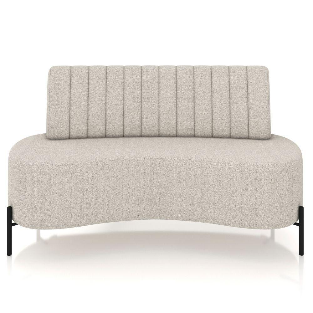 Sofá Chaise 2 Lugares Sala Living 135cm Pés Industrial Cayman K01 Bouclê Bege Lyam Decor - 3
