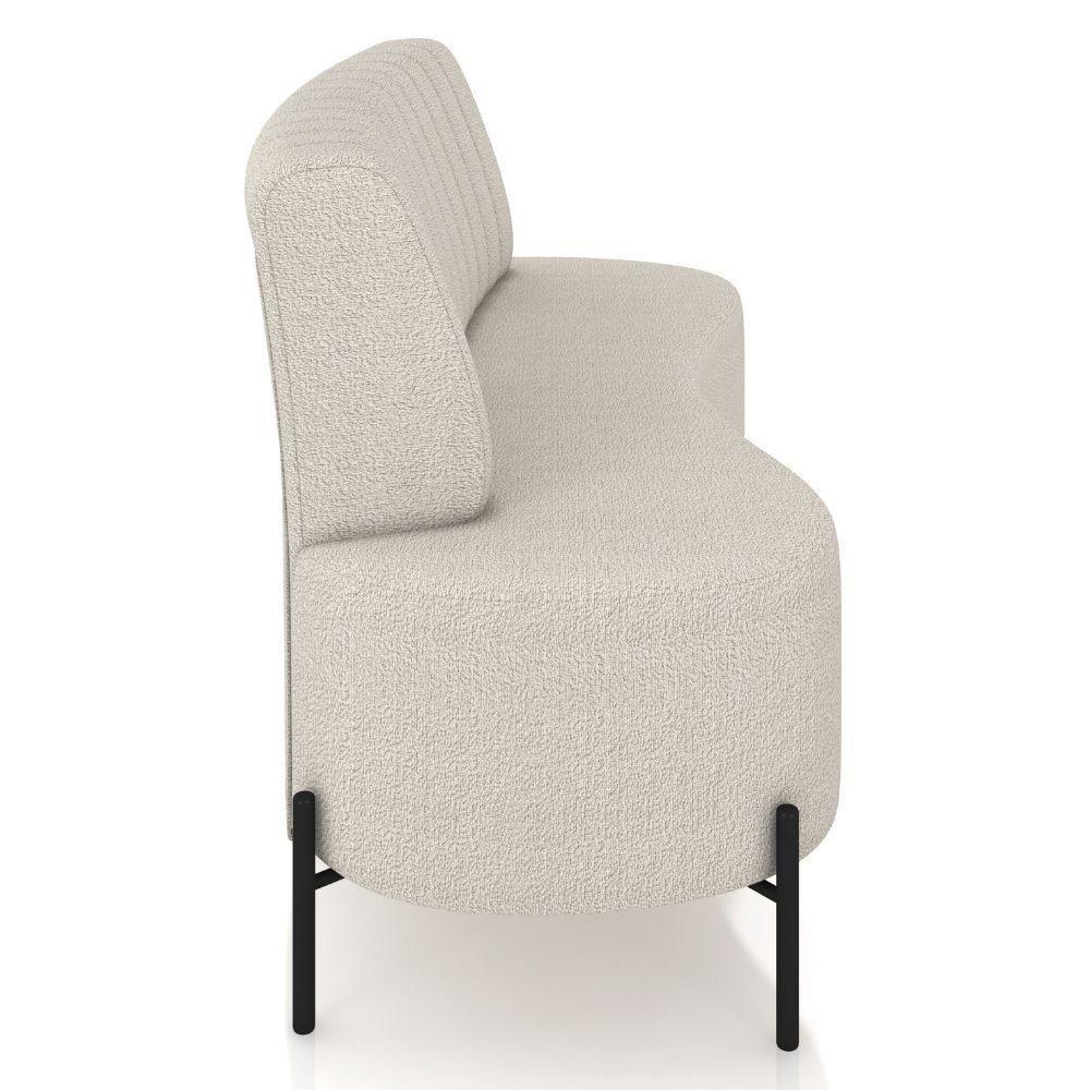 Sofá Chaise 2 Lugares Sala Living 135cm Pés Industrial Cayman K01 Bouclê Bege Lyam Decor - 6