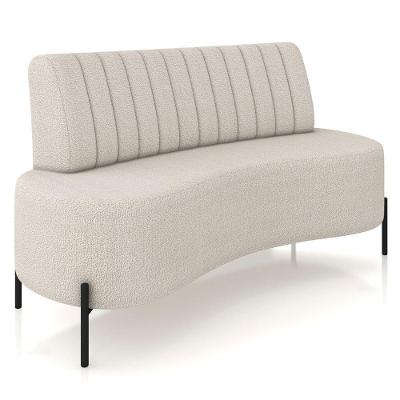 Sofá Chaise 2 Lugares Sala Living 135cm Pés Industrial Cayman K01 Bouclê Bege Lyam Decor