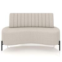 Sofá Chaise 2 Lugares Sala Living 135cm Pés Industrial Cayman K01 Bouclê Bege Lyam Decor - 3