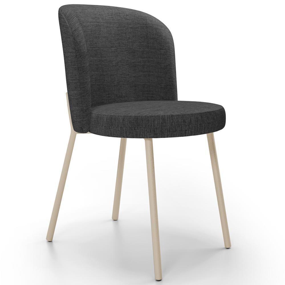 Cadeira Para Sala De Jantar Cozinha Estofada Gavi Arena L02 Linho Cinza Escuro Lyam Decor - 1