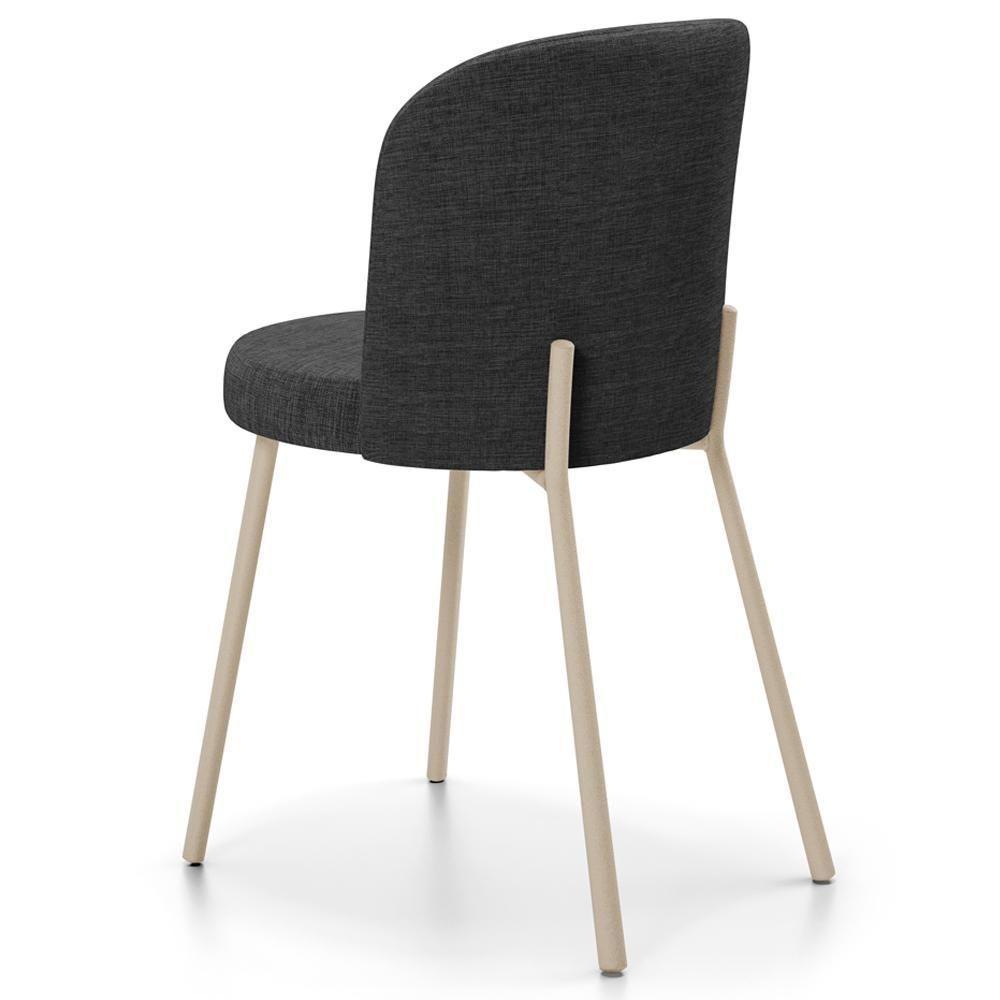 Cadeira Para Sala De Jantar Cozinha Estofada Gavi Arena L02 Linho Cinza Escuro Lyam Decor - 7