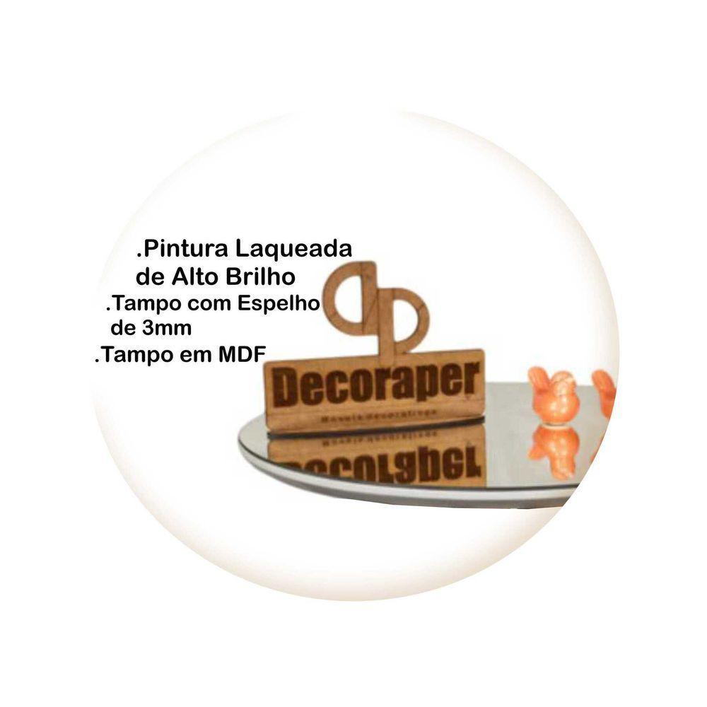 Mesa De Canto Pés Palito Amadeirado Com Espelho 60cm Off White 50cm - 3