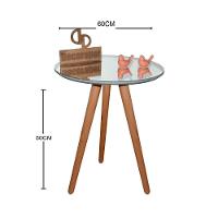 Mesa De Canto Pés Palito Amadeirado Com Espelho 60cm Off White 50cm - 2