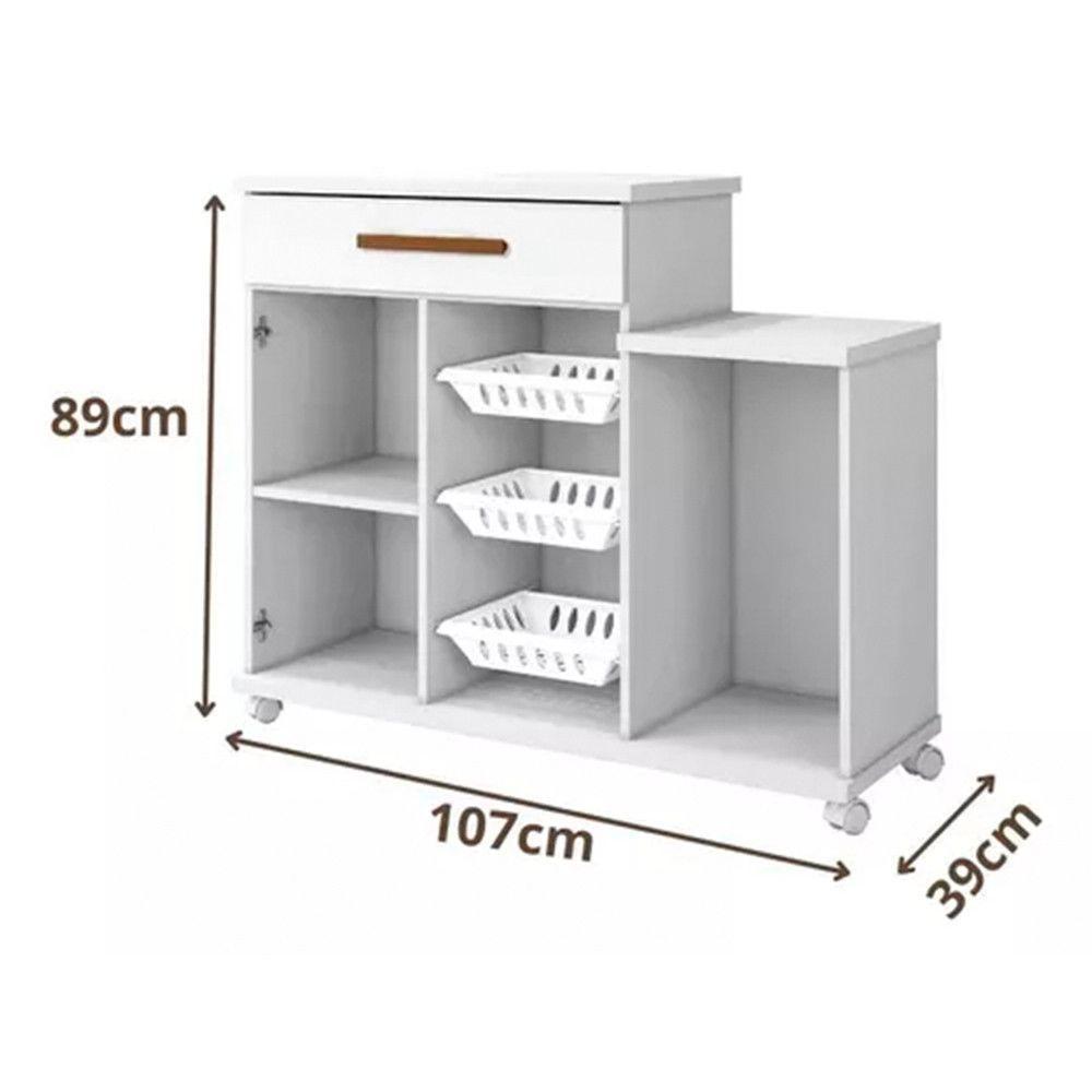 Armário Fruteira 2 Portas 3 Cestos 1 Gaveta Teresina Branco - 4