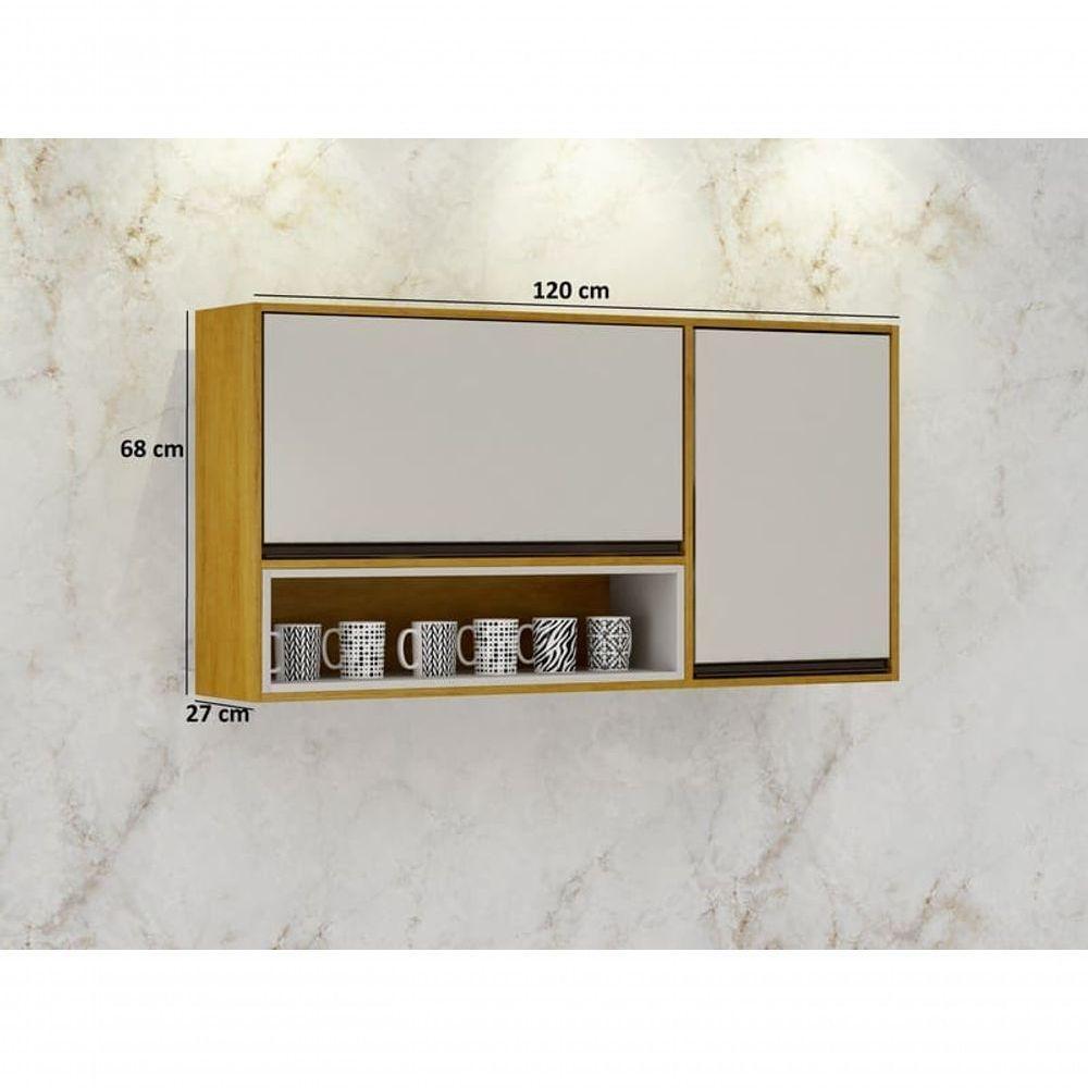 Armário Aéreo Porta Condimentos 2 Portas - Eduarda-cinamomo-off White - Chf Móveis - 4