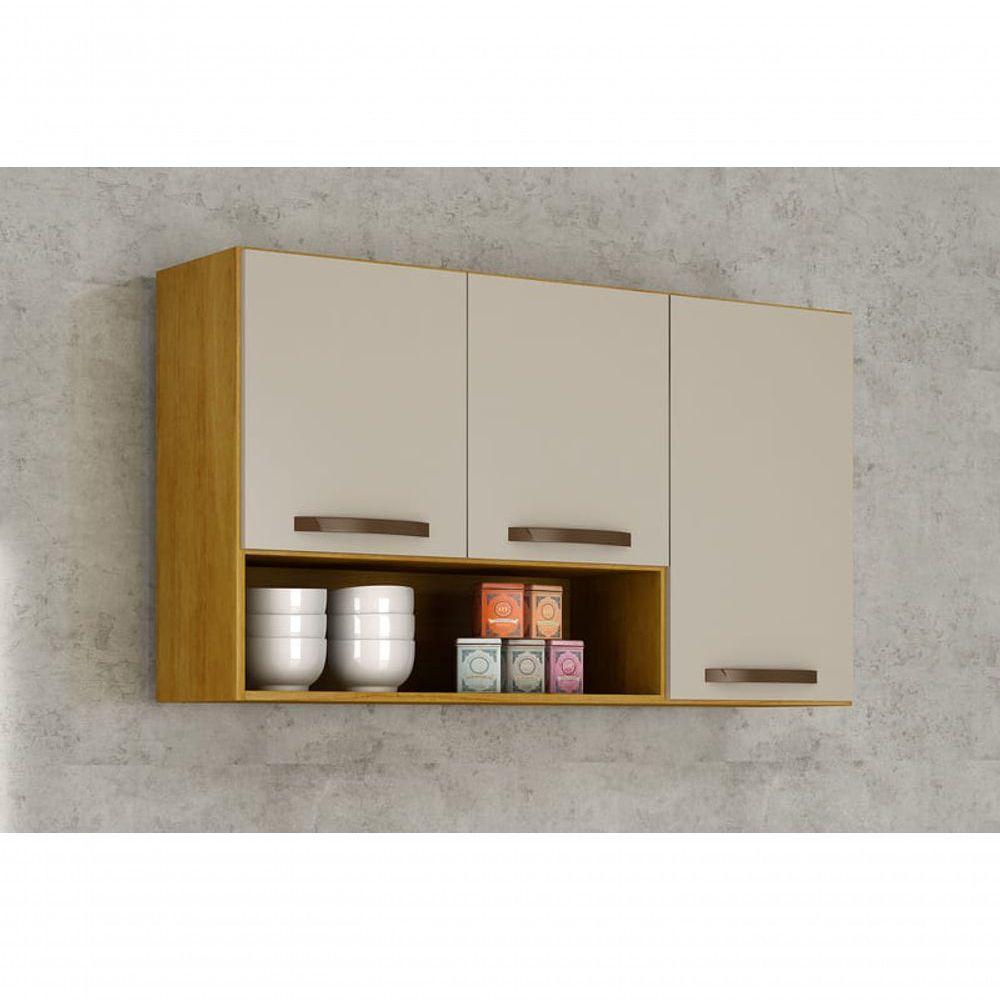 Armário Aéreo 3 Portas - Maísa-cinamomo-off White - Chf Móveis - 1