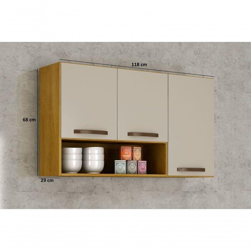 Armário Aéreo 3 Portas - Maísa-cinamomo-off White - Chf Móveis - 4