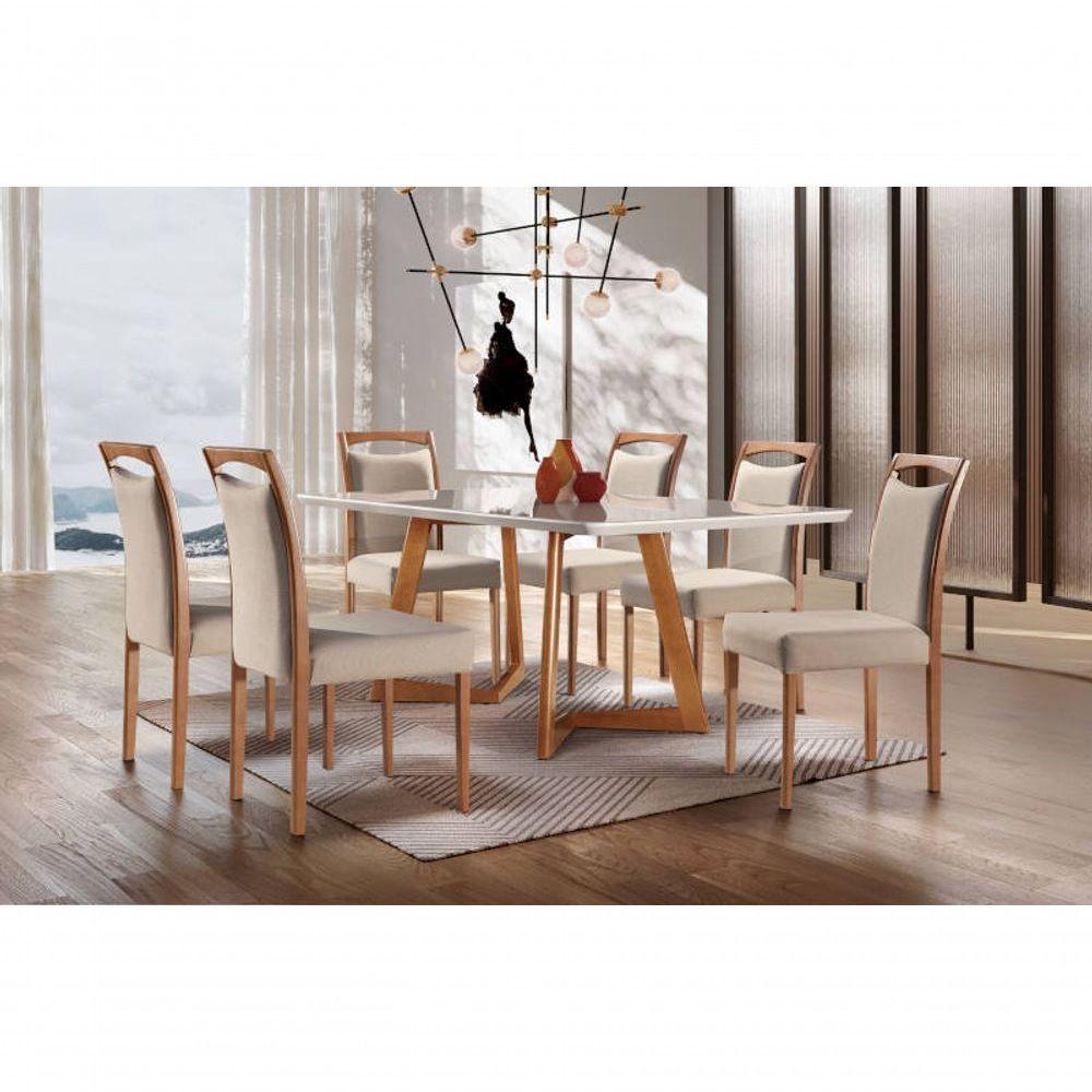 Sala De Jantar Madeira Maciça Com 6 Cadeiras 1,80x0,90m - Lívia - Espresso Móveis - 1