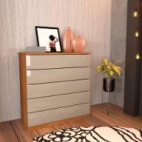 Cômoda Para Quarto Solteiro 5 Gavetas - Premium -cinamomo-off White - Tcil Móveis - 1