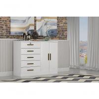Cômoda Para Quarto Com Sapateira 5 Gavetas - Seul-branco - Móveis Novo Horizonte - 1