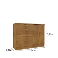 Cômoda Para Quarto 2 Portas 5 Gavetas - Istambul-cinamomo - Tcil Móveis - 3