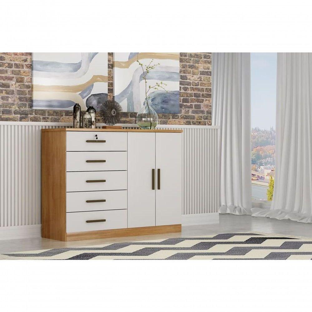 Cômoda Para Quarto Com Sapateira 5 Gavetas - Seul-cumaru-fendi - Móveis Novo Horizonte - 1