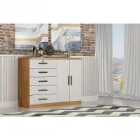 Cômoda Para Quarto Com Sapateira 5 Gavetas - Seul-cumaru-fendi - Móveis Novo Horizonte - 1