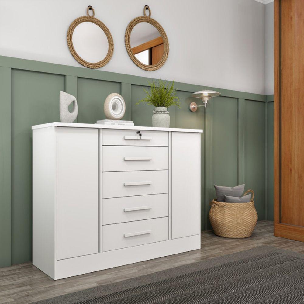Cômoda Para Quarto 2 Portas 5 Gavetas - Fortuna-neve - Tcil Móveis - 1