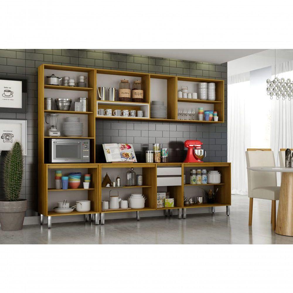 Cozinha Completa 5 Peças - Eduarda Cristaleira-cinamomo-off White - Chf Móveis - 2