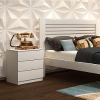 Mesa De Cabeceira 3 Gavetas Corrediças Telescópicas - Veronna-neve - Tcil Móveis - 1