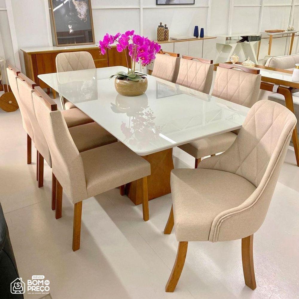 Sala De Jantar Completa 8 Cadeiras 2,0x1,0m Lara Art Salas - 3