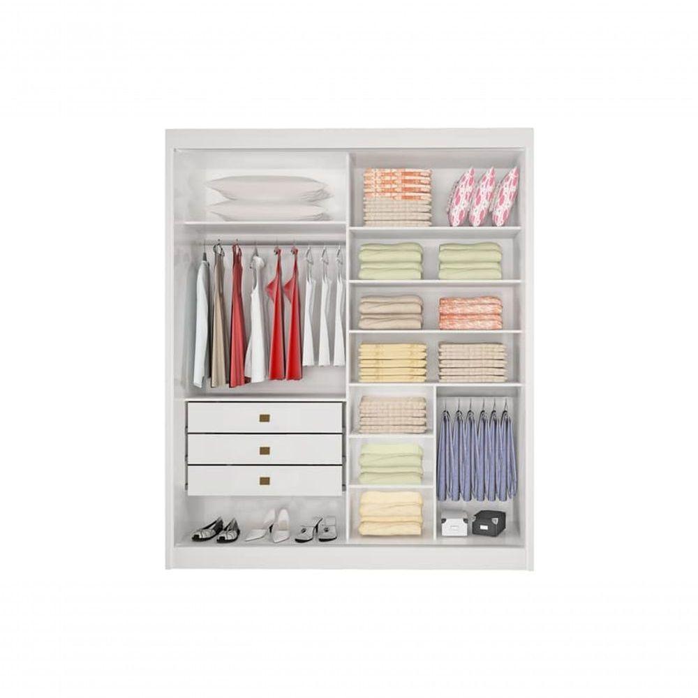 Guarda Roupa Solteiro 2 Portas 3 Gavetas Santorini-branco Móveis D'doro - 2