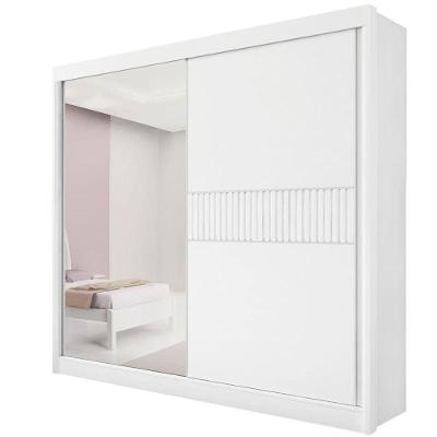 Guarda Roupa Casal Com Espelho 2 Portas 6 Gavetas Titanium Ripado-branco Móveis D'doro