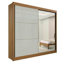 Guarda Roupa Casal Com Espelho 2 Portas 6 Gavetas Titanium-cinamomo-off White Móveis D'doro - 1