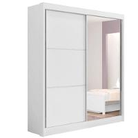 Guarda Roupa Solteiro Com Espelho 2 Portas 3 Gavetas Athenas -branco Móveis D'doro - 2