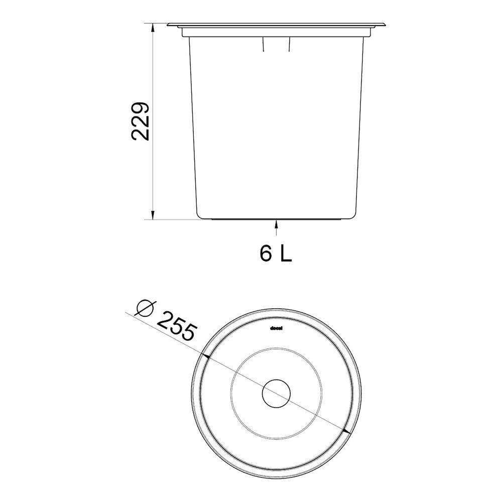 Lixeira De Embutir Em Aço Inox Escovado C/Balde Plástico 6L - 2