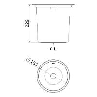 Lixeira De Embutir Em Aço Inox Escovado C/Balde Plástico 6L - 2