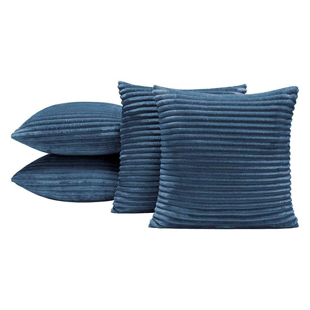 Kit 4 Almofadas Cheias Isabel 45X45 Tecido Jacquard Flannel Macio - Azul - 1