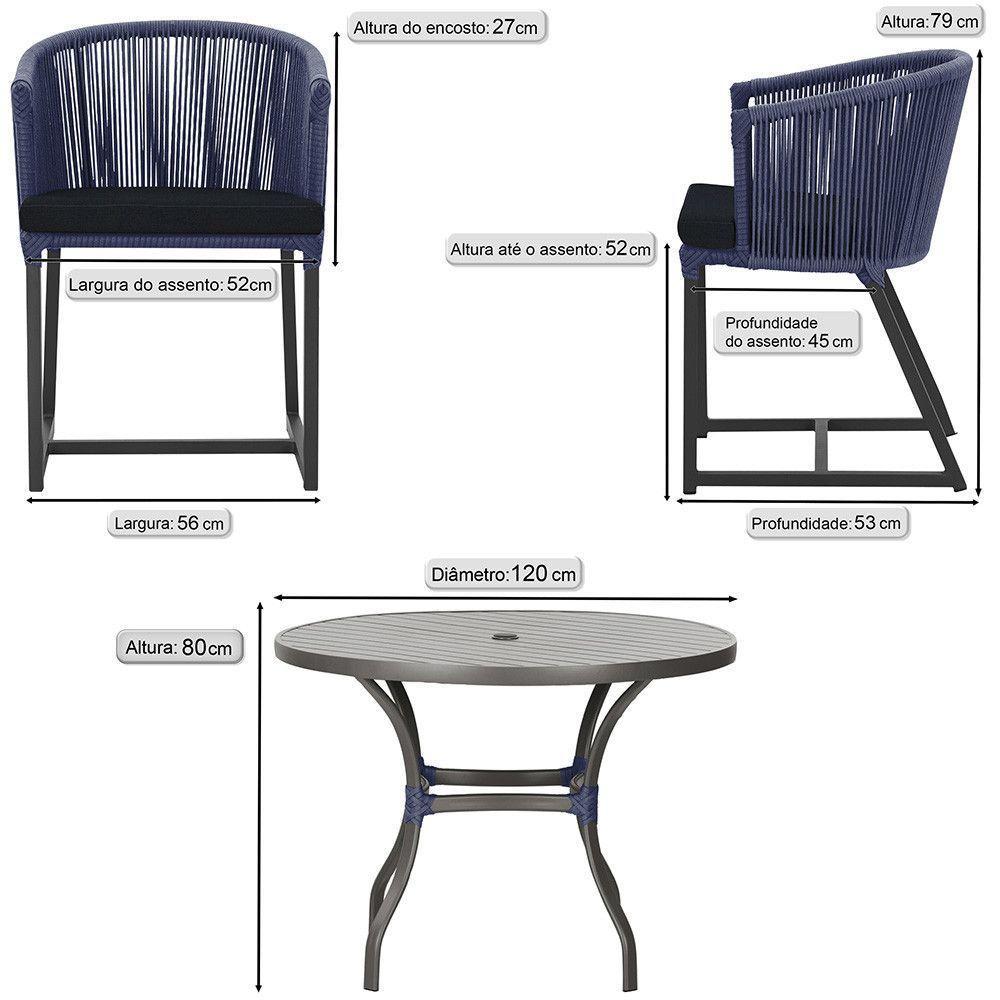 Mesa E 6 Cadeiras E Noronha Preto E12 Trama Original Azul - 3