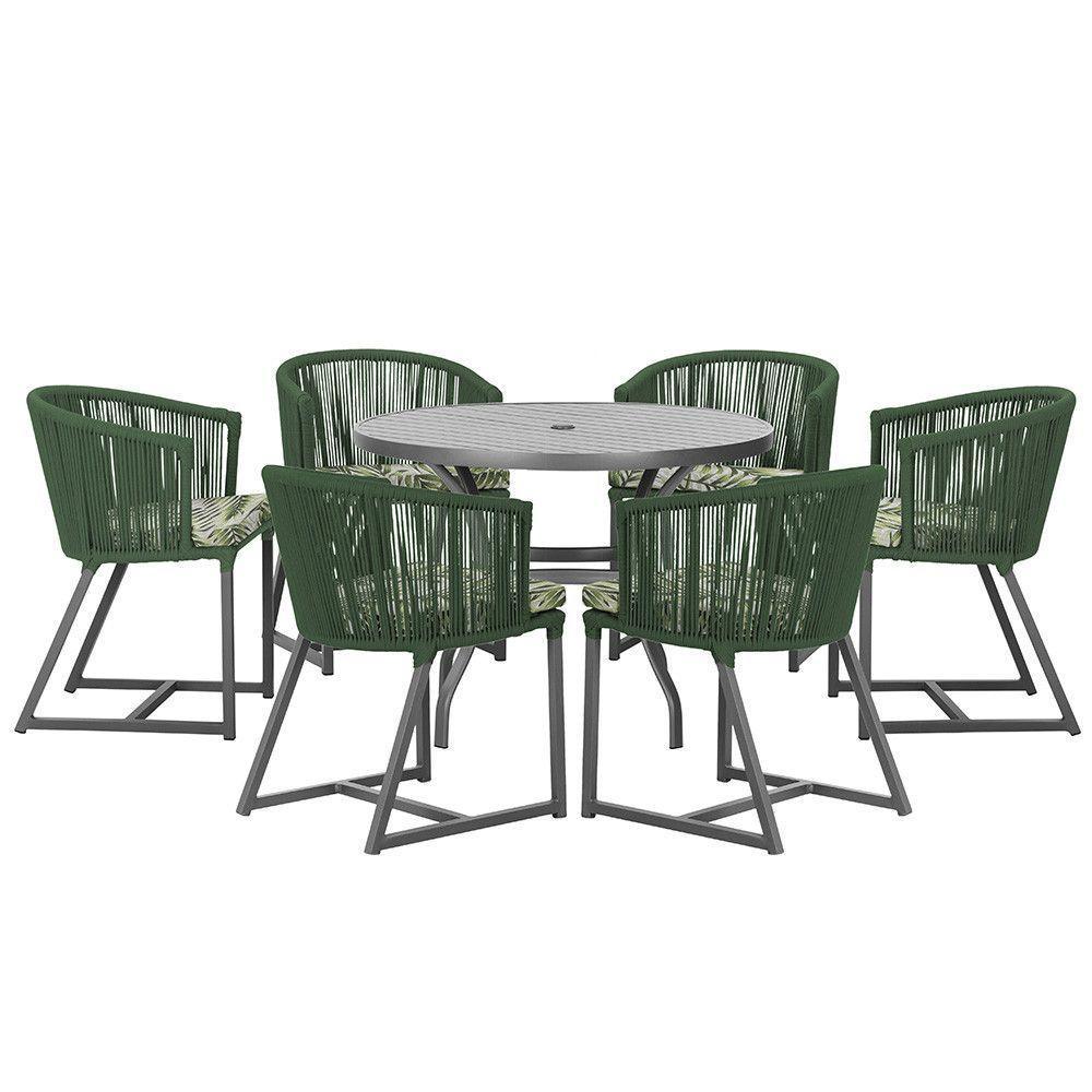 Mesa E 6 Cadeiras E Noronha Preto E5 Trama Original Verde - 1