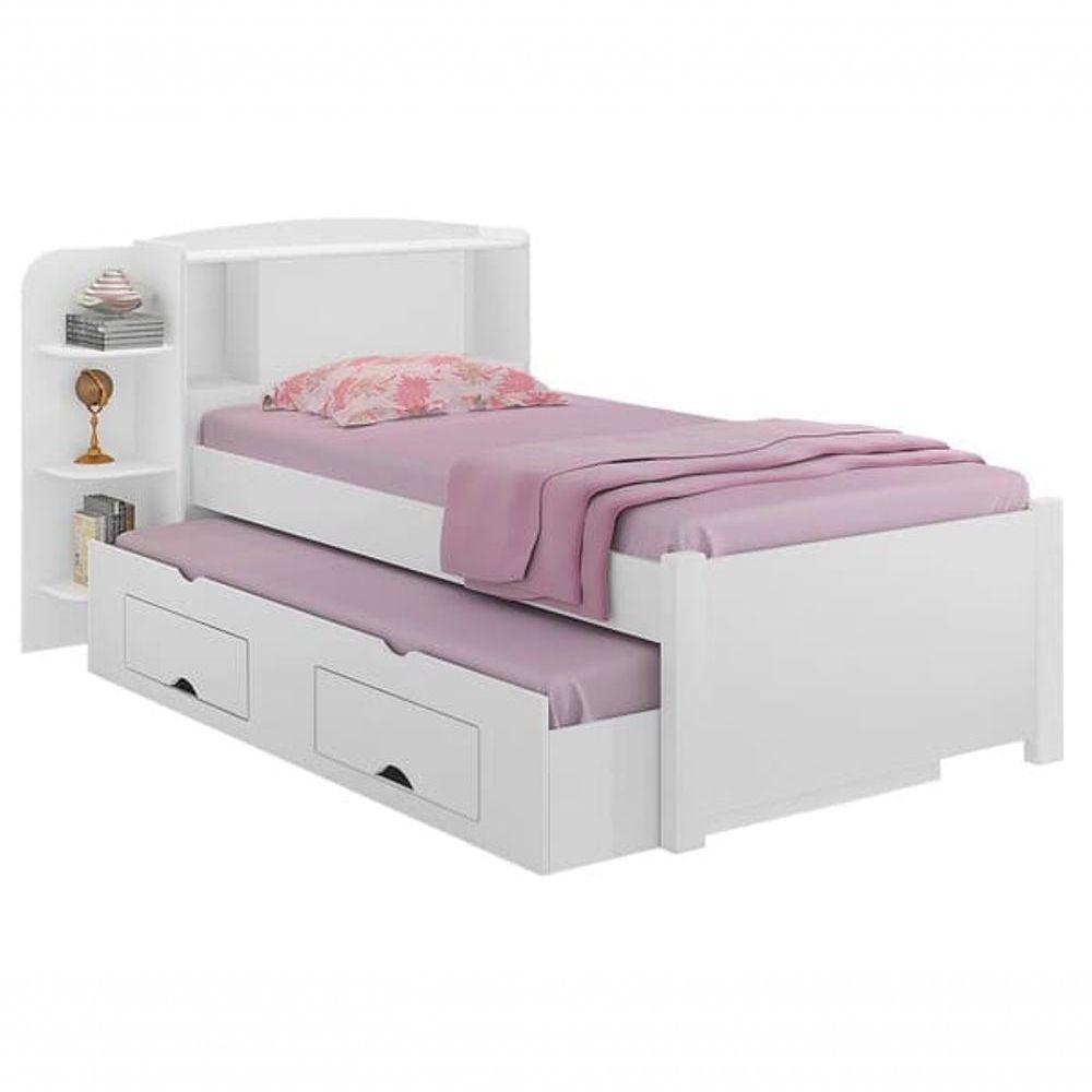Cama Solteiro Com Cama Auxiliar - Milênio Plus-branco - Móveis D'doro - 2