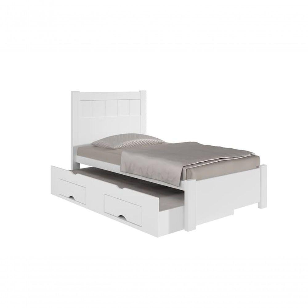 Cama Solteiro Com Cama Auxiliar - Primícia Plus-branco - Móveis D'doro - 1