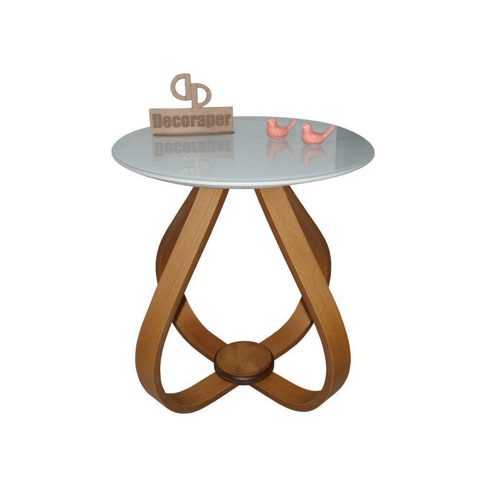 Mesa Lateral Cebola Com Vidro 50cm Off White 50cm - 1