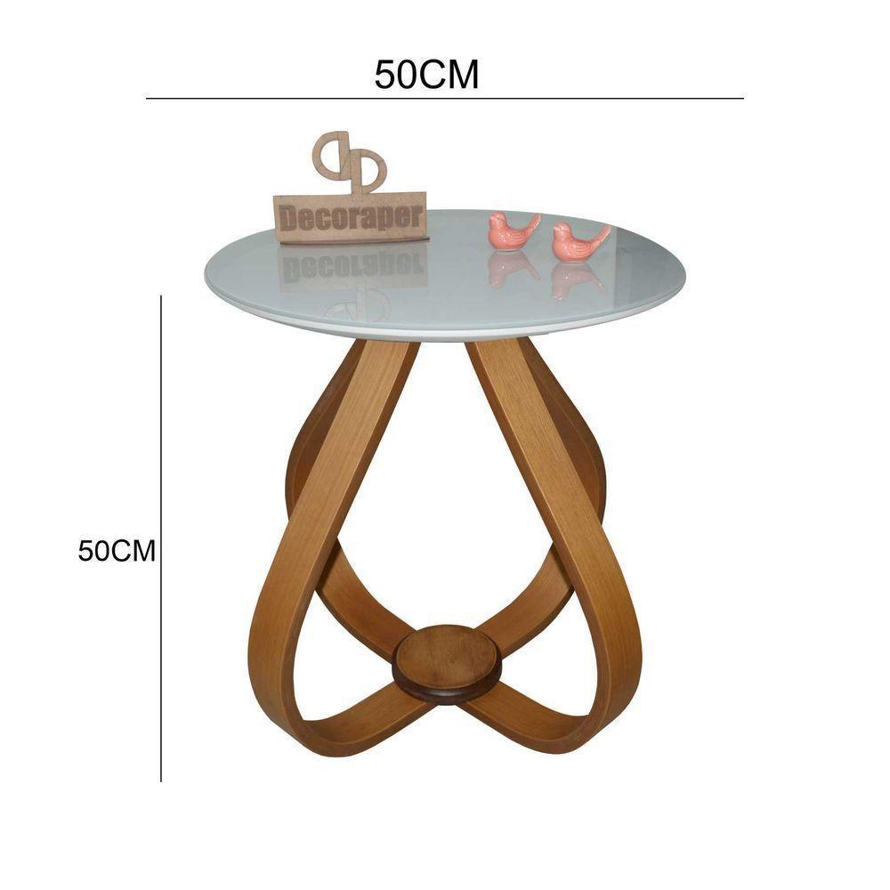 Mesa Lateral Cebola Com Vidro 50cm Off White 50cm - 2