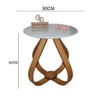 Mesa Lateral Cebola Com Vidro 50cm Off White 50cm - 2