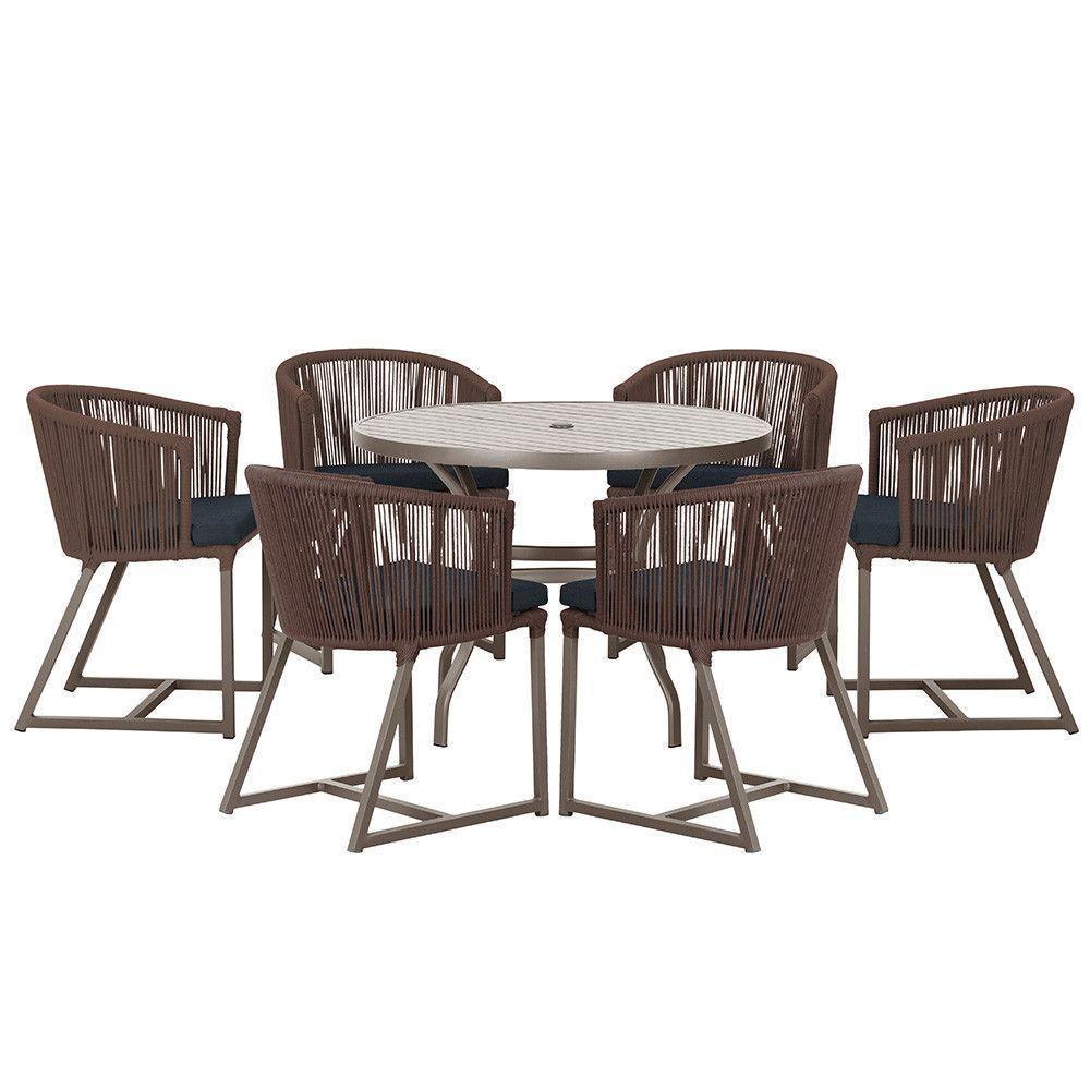 Mesa Com 6 Cadeiras De Jantar Noronha E12 Trama Original Marrom - 1