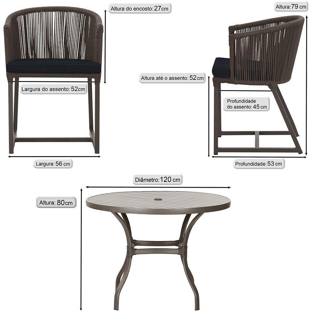 Mesa Com 6 Cadeiras De Jantar Noronha E12 Trama Original Marrom - 2